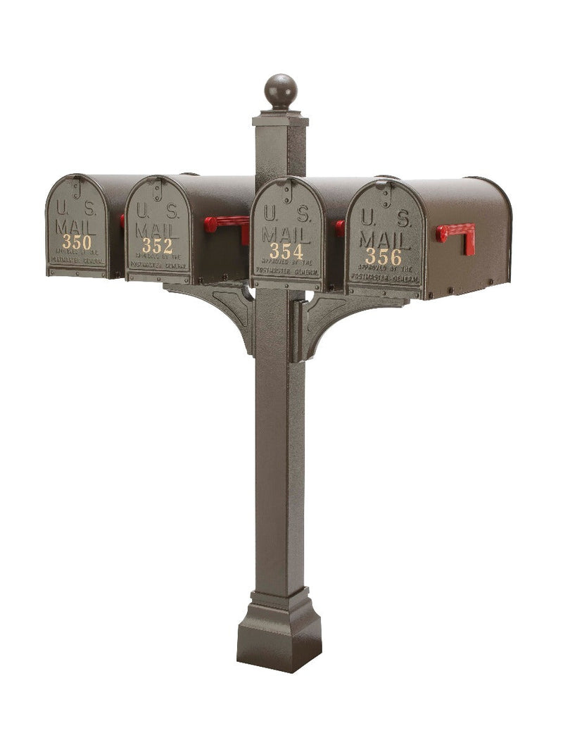 Janzer Multi-Mount Quad Mailbox Decorative Post (Optional Mailboxes Available)