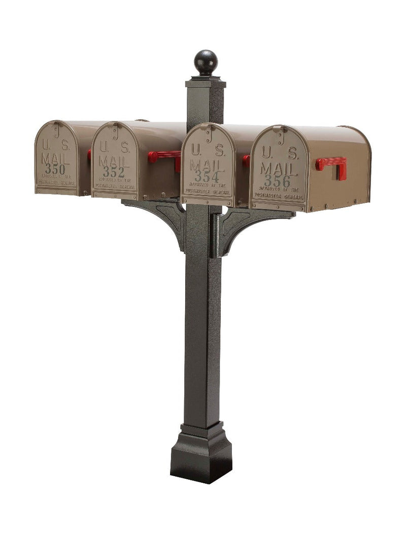 Janzer Multi-Mount Quad Mailbox Decorative Post (Optional Mailboxes Available)