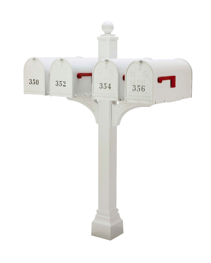 Janzer Multi-Mount Quad Mailbox Decorative Post (Optional Mailboxes Available)