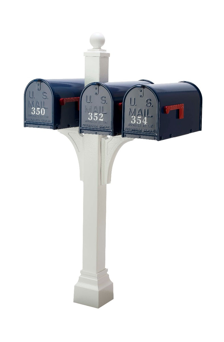 Janzer Multi-Mount Triple Mailbox Decorative Post (Optional Mailboxes Available)
