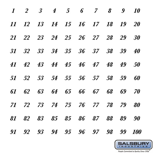 Salsbury 2195 Adhesive Mailbox Address Numbers - Series 1-100