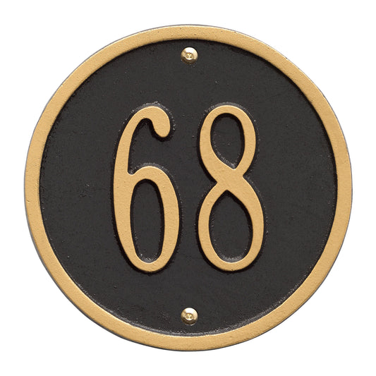 Whitehall Round - 6" Diameter Wall - One Line Address Plaque