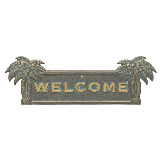 Palm Tree Welcome Plaque - Bronze with Verdigris