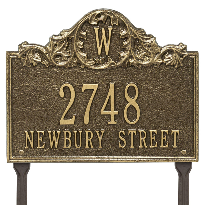 Personalized Acanthus Monogram Plaque - Lawn - 3 Line 