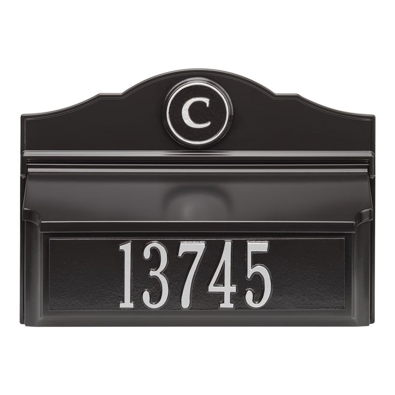 Whitehall Colonial Wall Mount Mailbox Package 1 (Mailbox, Plaque & Monogram)