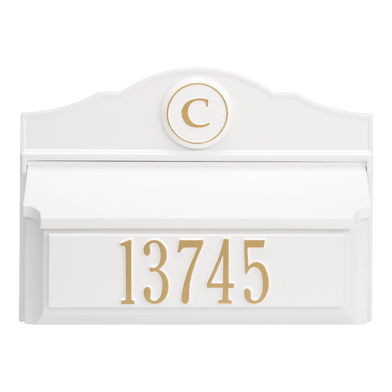 Whitehall Colonial Wall Mount Mailbox Package 1 (Mailbox, Plaque & Monogram)