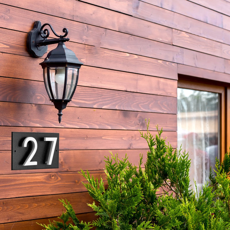 Whitehall Floating Stand-off 2-Number Horizontal Plaque Modern House Numbers with Sleek Aluminum Backplate & Enhanced Visibility