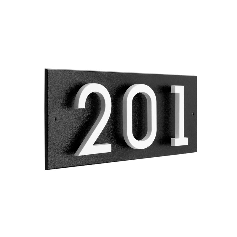 Whitehall Floating Stand-off 3-Number Horizontal Plaque Modern House Numbers with Sleek Aluminum Backplate & Enhanced Visibility