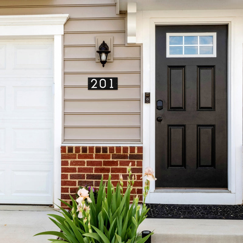 Whitehall Floating Stand-off 3-Number Horizontal Plaque Modern House Numbers with Sleek Aluminum Backplate & Enhanced Visibility