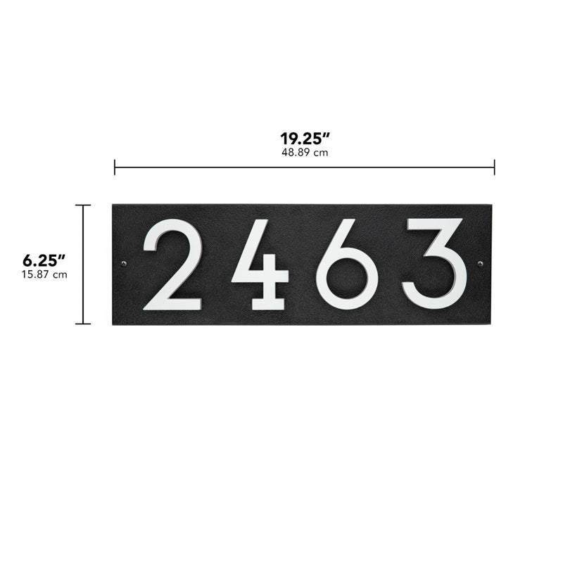 Whitehall Floating Stand-off 4-Number Horizontal Plaque Modern House Numbers with Sleek Aluminum Backplate & Enhanced Visibility