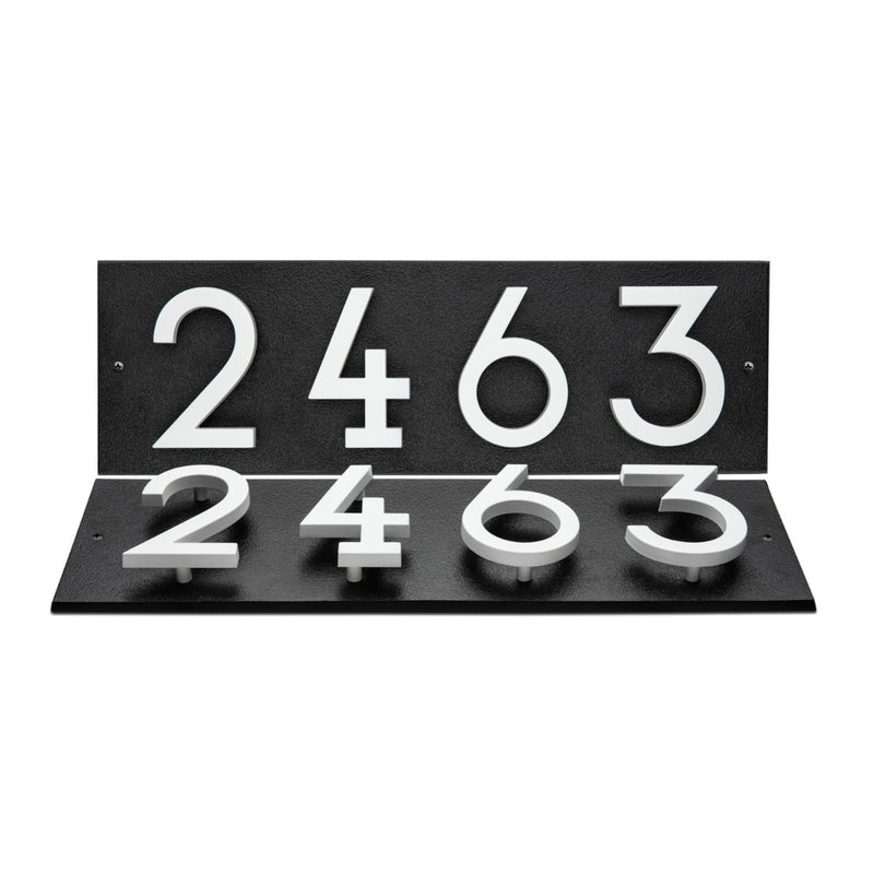 Whitehall Floating Stand-off 4-Number Horizontal Plaque Modern House Numbers with Sleek Aluminum Backplate & Enhanced Visibility