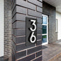 Whitehall Floating Stand-off 2-Number Vertical Plaque Modern House Numbers with Sleek Aluminum Backplate & Enhanced Visibility