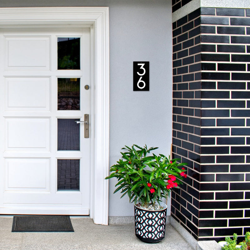 Whitehall Floating Stand-off 2-Number Vertical Plaque Modern House Numbers with Sleek Aluminum Backplate & Enhanced Visibility