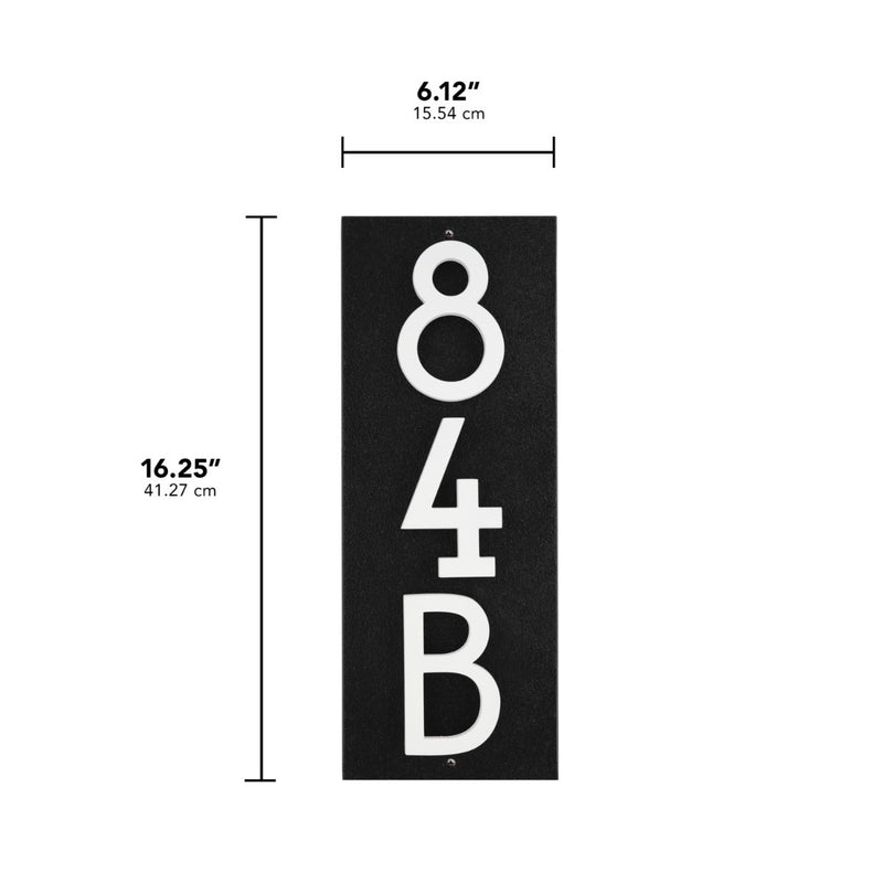 Whitehall Floating Stand-off 3-Number Vertical Plaque Modern House Numbers with Sleek Aluminum Backplate & Enhanced Visibility