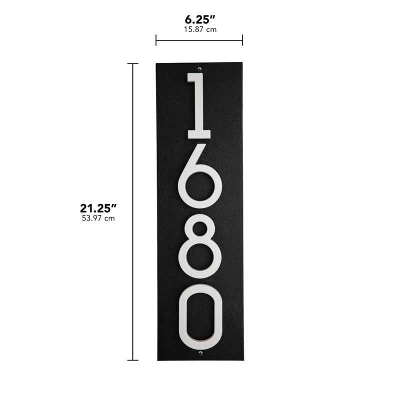 Whitehall Floating Stand-off 4-Number Vertical Plaque Modern House Numbers with Sleek Aluminum Backplate & Enhanced Visibility