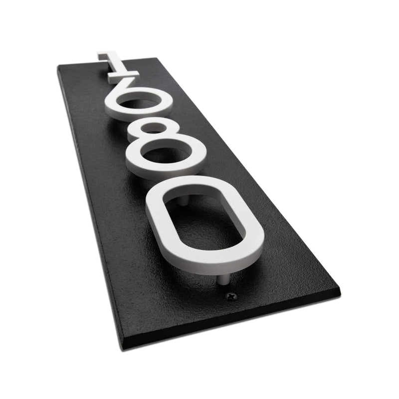 Whitehall Floating Stand-off 4-Number Vertical Plaque Modern House Numbers with Sleek Aluminum Backplate & Enhanced Visibility