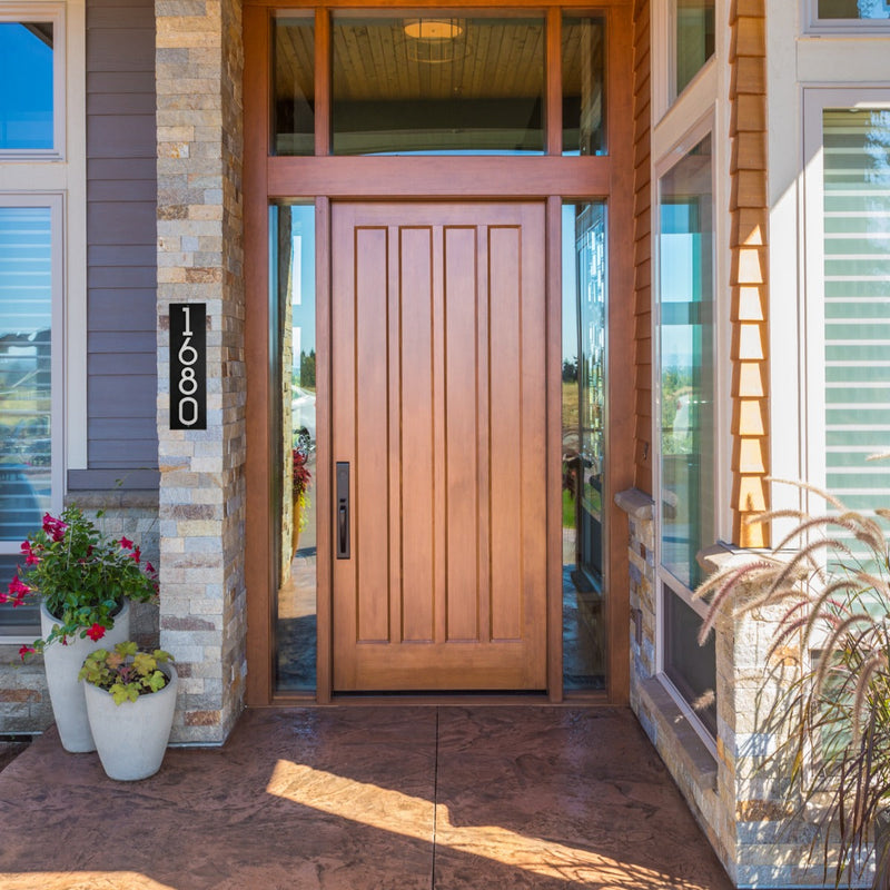 Whitehall Floating Stand-off 4-Number Vertical Plaque Modern House Numbers with Sleek Aluminum Backplate & Enhanced Visibility
