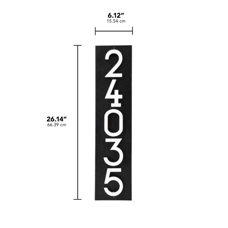 Whitehall Floating Stand-off 5-Number Vertical Plaque Modern House Numbers with Sleek Aluminum Backplate & Enhanced Visibility