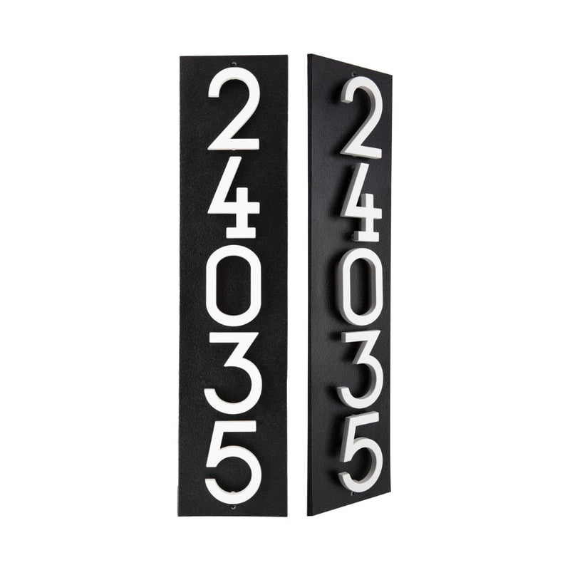 Whitehall Floating Stand-off 5-Number Vertical Plaque Modern House Numbers with Sleek Aluminum Backplate & Enhanced Visibility