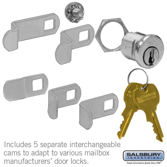 Universal Locks for 4B+ Horizontal and Vertical Style Mailbox Door with 2 Keys Per Lock - 5 Pack