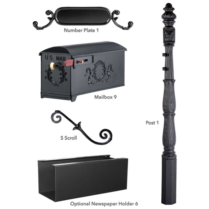 Residential Mailbox System with Olive Wreath Decorative Mailbox