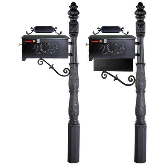 Residential Mailbox System with Olive Wreath Decorative Mailbox