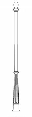 11' High and 2 3/8" Diameter Post with Base and Finial for Street Signs