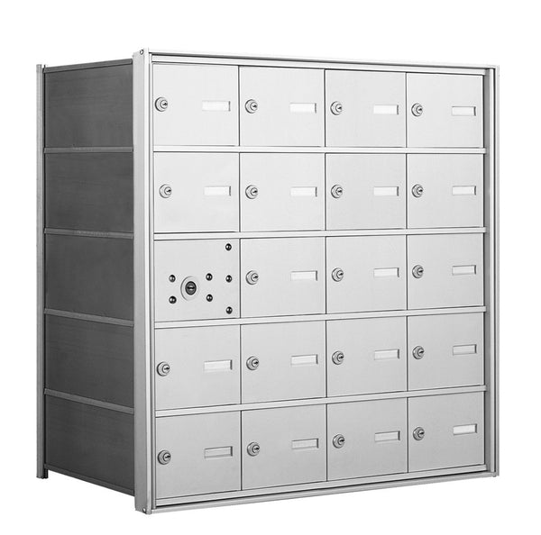 4B+ Horizontal Front-Loading Mailboxes in Anodized Aluminum Finish - 19 Tenant Doors And 1 USPS Master Door