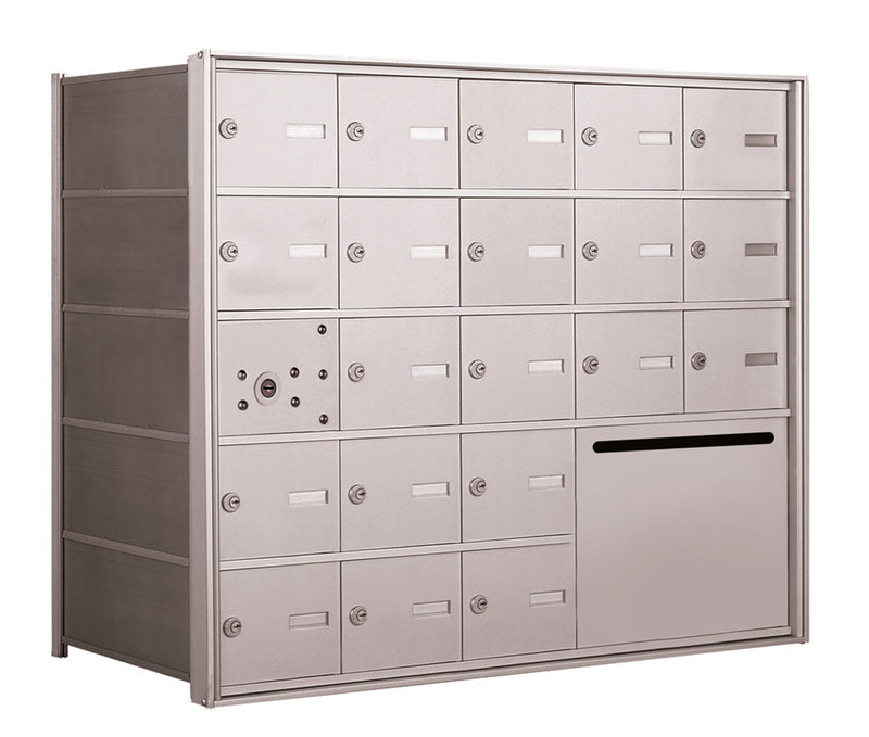 4B+ Front-Loading Horizontal Mailboxes in Anodized Aluminum Finish - 20 Tenant doors and 1 Outgoing Mail Collection