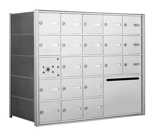 1400 Series Front-Loading Horizontal Mailboxes in Anodized Aluminum Finish - 20 Doors and 1 Outgoing Mail Collection