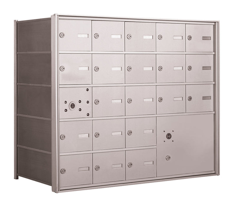4B+ Front-Loading Horizontal Mailboxes in Anodized Aluminum Finish - 20 Tenant Doors and 1 Parcel Locker
