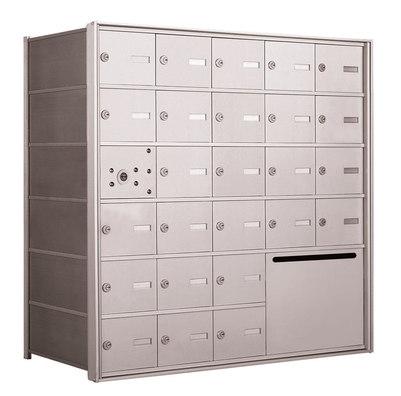 4B+ Front-Loading Horizontal Mailboxes in Anodized Aluminum Finish - 25 Tenant Doors and 1 Outgoing Mail Collection