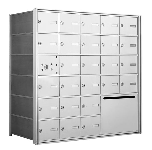 1400 Series Front-Loading Horizontal Mailboxes in Anodized Aluminum Finish - 25 Tenant Doors and 1 Outgoing Mail Collection