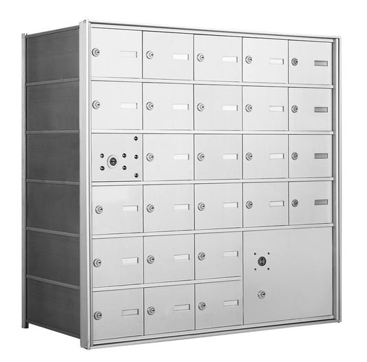 1400 Series Front-Loading Horizontal Mailboxes in Anodized Aluminum Finish - 25 Tenant Doors and 1 Parcel Locker