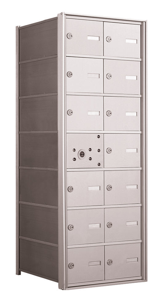 4B+ Front-Loading Horizontal Mailboxes in Anodized Aluminum Finish - 13 Tenant Doors & 1 USPS Master Door
