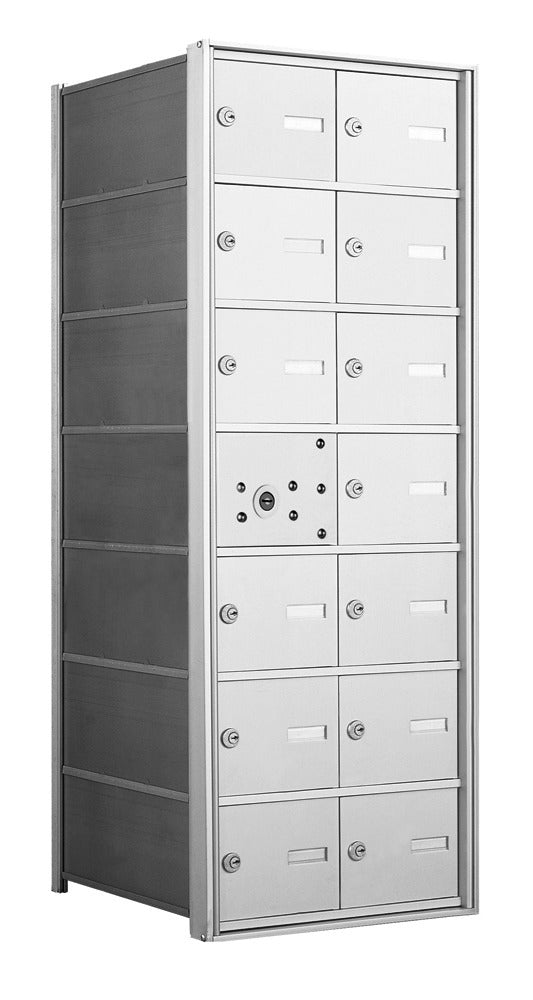 1400 Series Front-Loading Horizontal Mailboxes in Anodized Aluminum Finish - 14 Tenant Doors