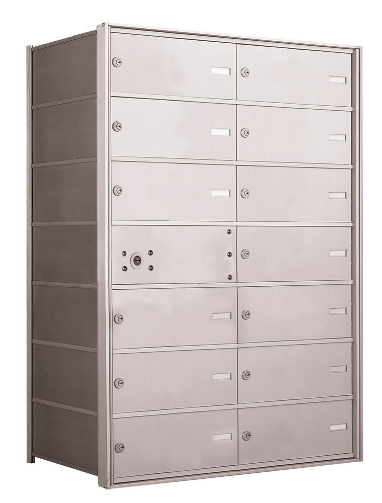 4B+ Front-Loading Horizontal Mailboxes in Anodized Aluminum Finish - 13 Tenant Double Wide Doors