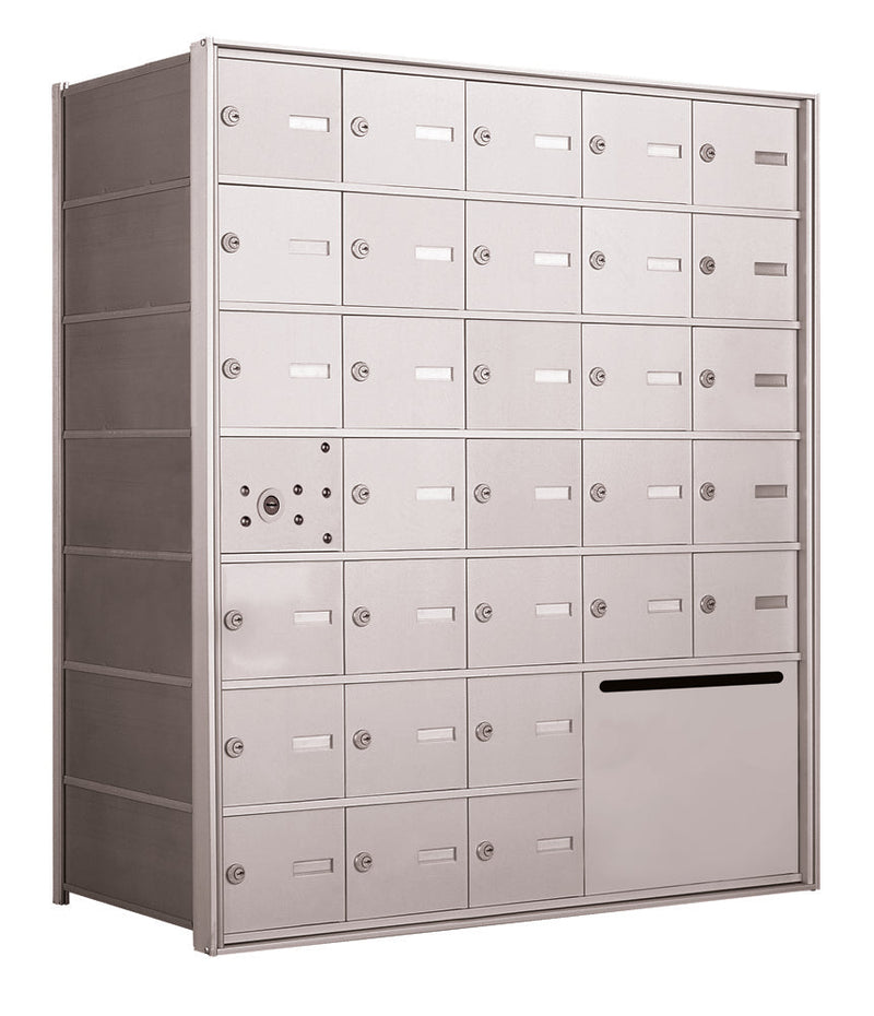 4B+ Front-Loading Horizontal Mailboxes in Anodized Aluminum Finish - 30 Tenant Doors and 1 Outgoing Mail Collection