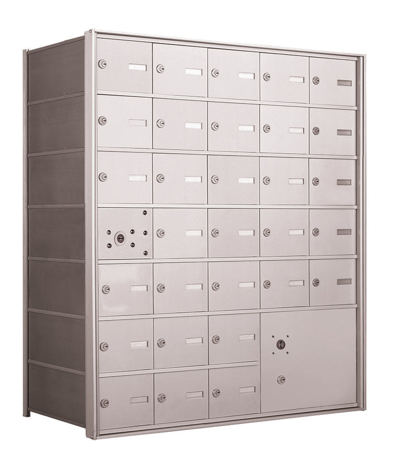 4B+ Front-Loading Horizontal Mailboxes in Anodized Aluminum Finish - 30 Tenant Doors and 1 Parcel Locker