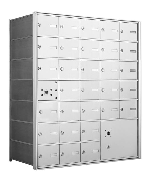 1400 Series Front-Loading Horizontal Mailboxes in Anodized Aluminum Finish - 30 Doors and 1 Parcel Locker