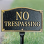 Whitehall No Trespassing Statement Plaque - Wall/Lawn - Black/Gold  (18" Lawn Stake Included)