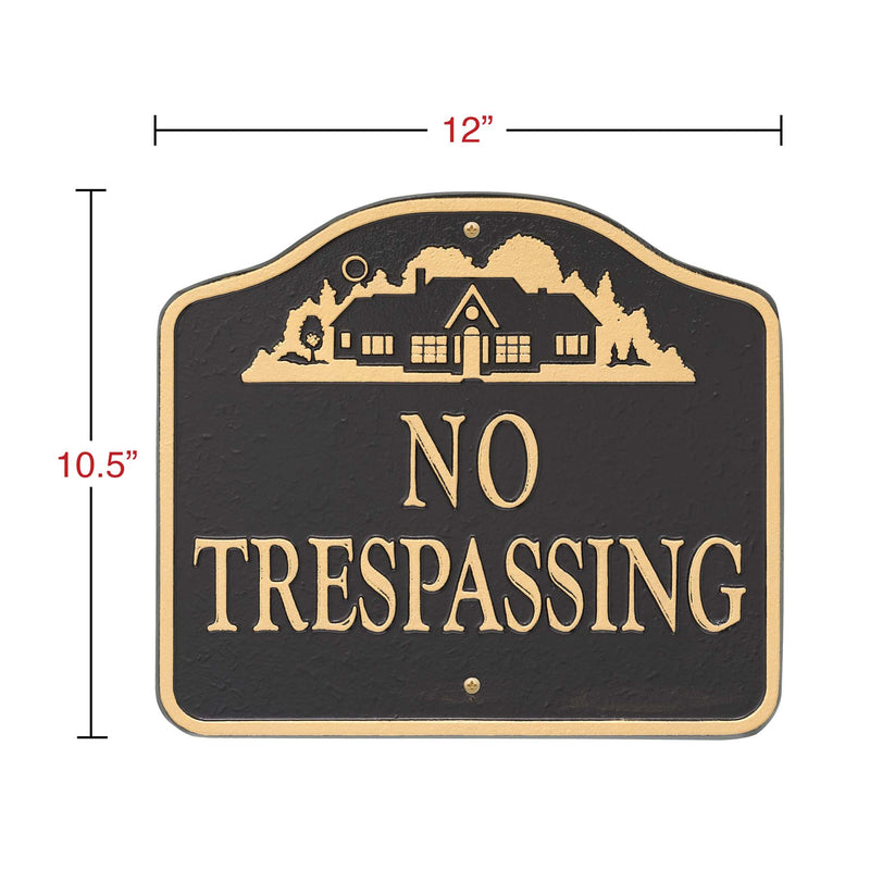 Whitehall No Trespassing w/ House Logo - Wall/Lawn - Black/Gold