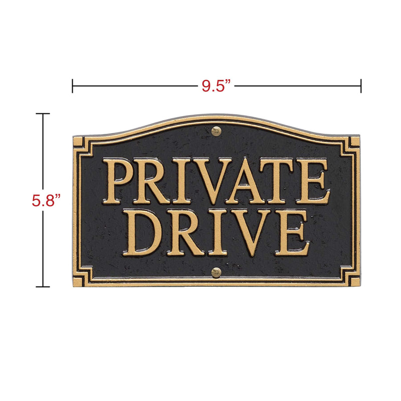 Whitehall Private Drive Statement Plaque - Wall/Lawn - Black/Gold  (18" Lawn Stake Included)