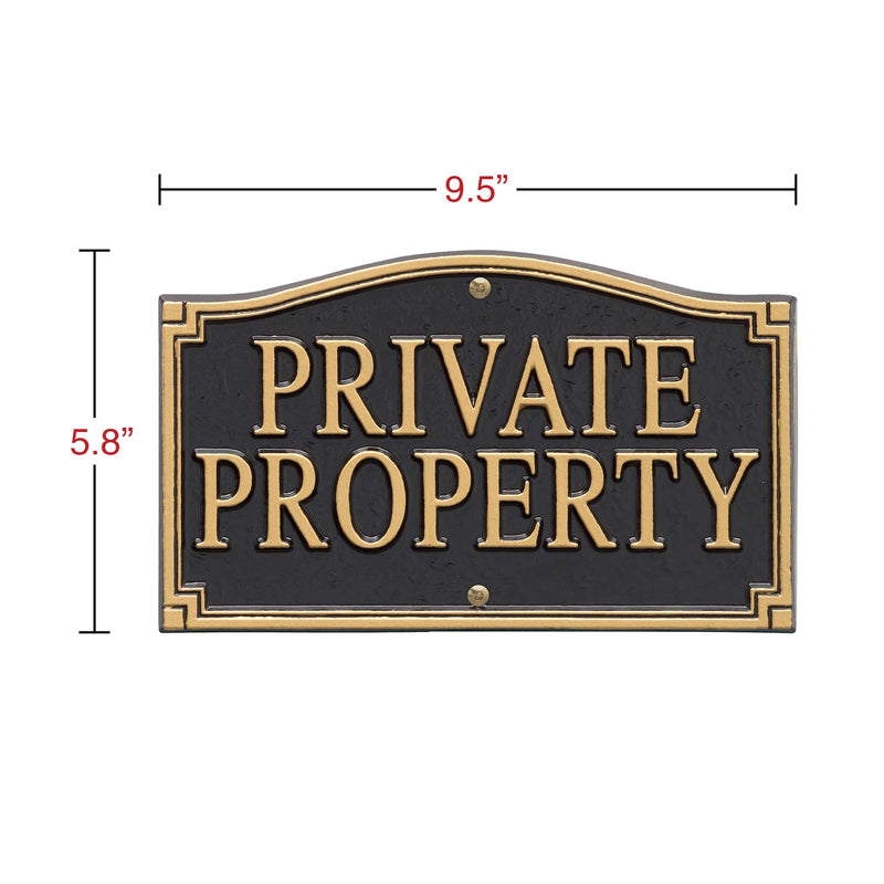Whitehall Private Property Statement Plaque - Wall/Lawn - Black/Gold (18" Lawn Stake Included)