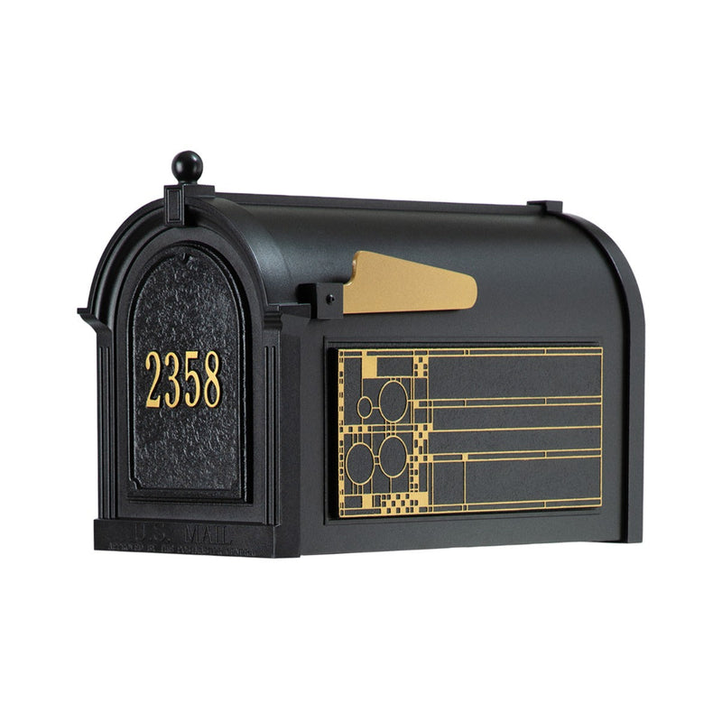 Whitehall Capitol Mailbox Frank Lloyd Wright Coonley Package #1 (Capitol Mailbox, Personalized Door, Non-Personalized Coonley Sides)
