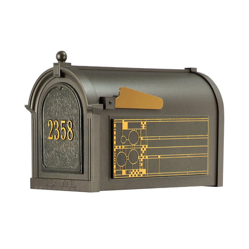 Whitehall Capitol Mailbox Frank Lloyd Wright Coonley Package #1 (Capitol Mailbox, Personalized Door, Non-Personalized Coonley Sides)