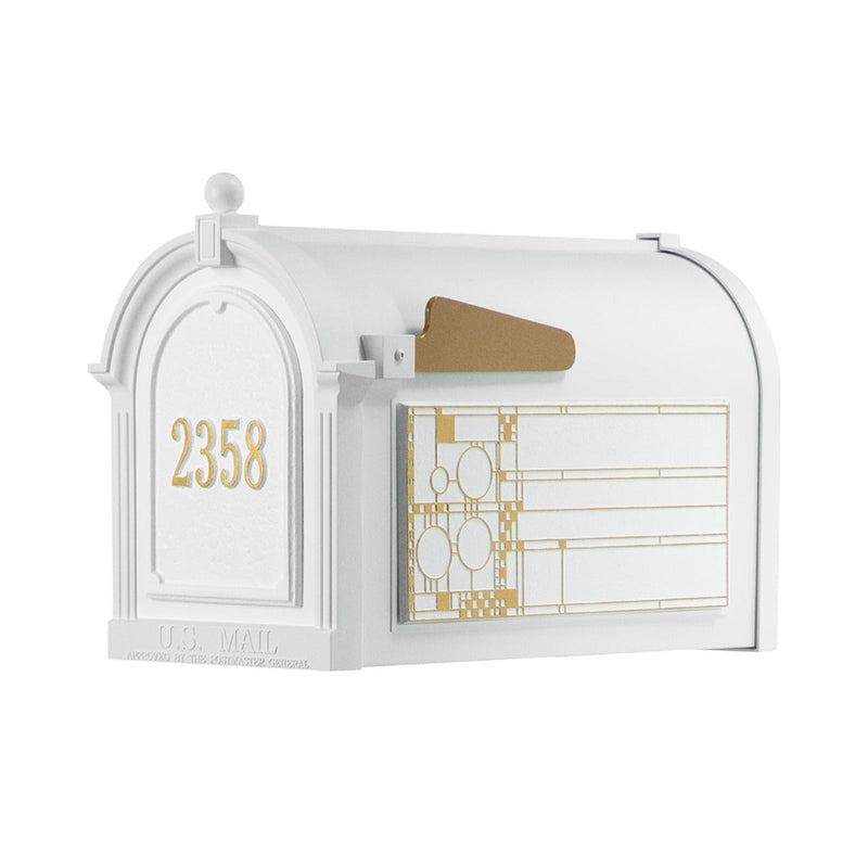 Whitehall Capitol Mailbox Frank Lloyd Wright Coonley Package #1 (Capitol Mailbox, Personalized Door, Non-Personalized Coonley Sides)