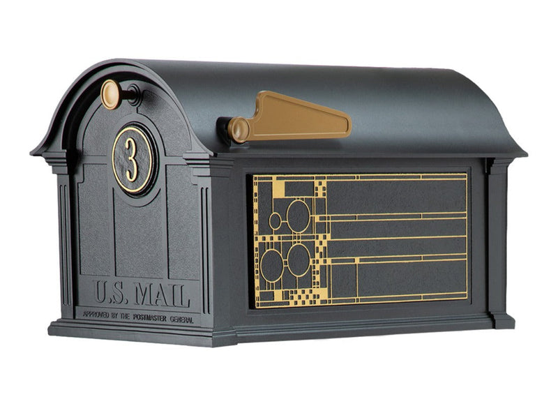 Whitehall Balmoral Mailbox Frank Lloyd Wright Coonley Package #1 (Balmoral Mailbox, Personalized Door Medallion, Non-Personalized Coonley Sides)