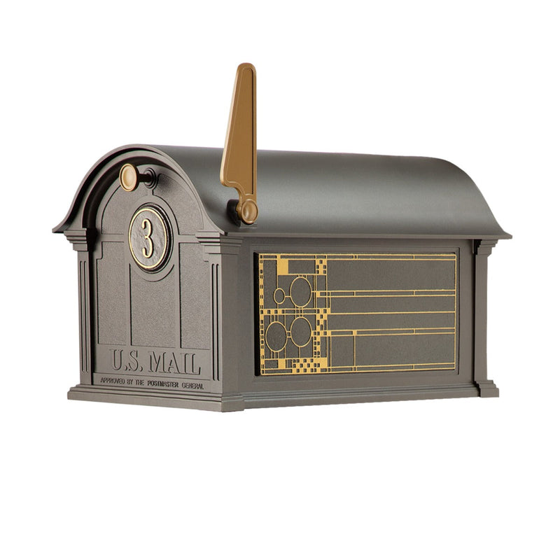 Whitehall Balmoral Mailbox Frank Lloyd Wright Coonley Package #1 (Balmoral Mailbox, Personalized Door Medallion, Non-Personalized Coonley Sides)