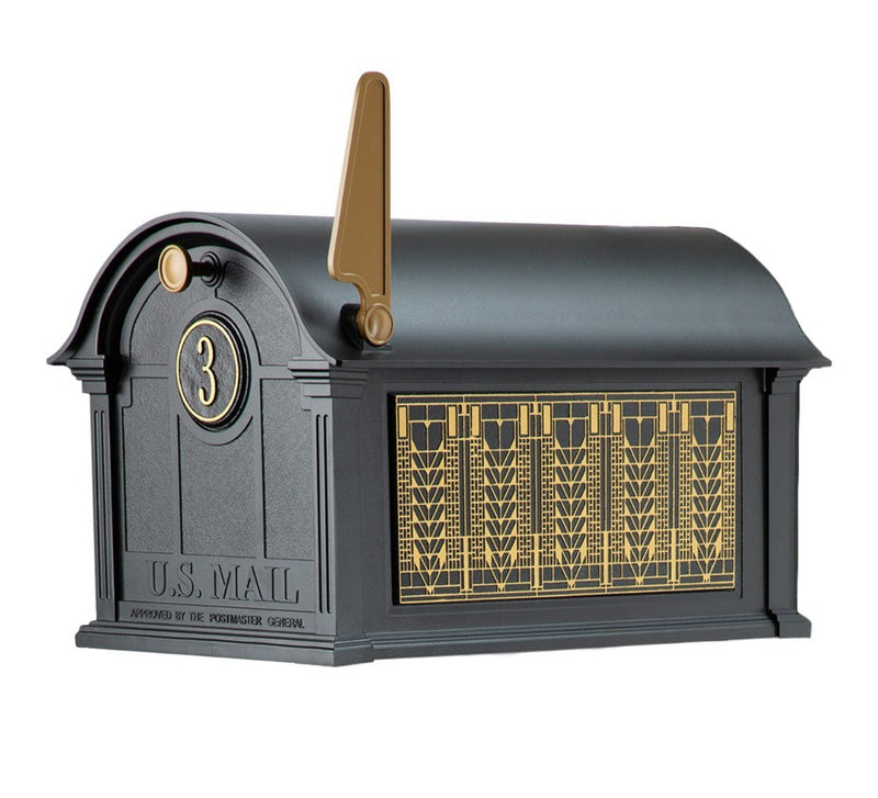 Whitehall Balmoral Mailbox Frank Lloyd Wright Tree Of Life Package #1 (Balmoral Mailbox, Personalized Door Medallion, Non-Personalized Tree Of Life Sides)